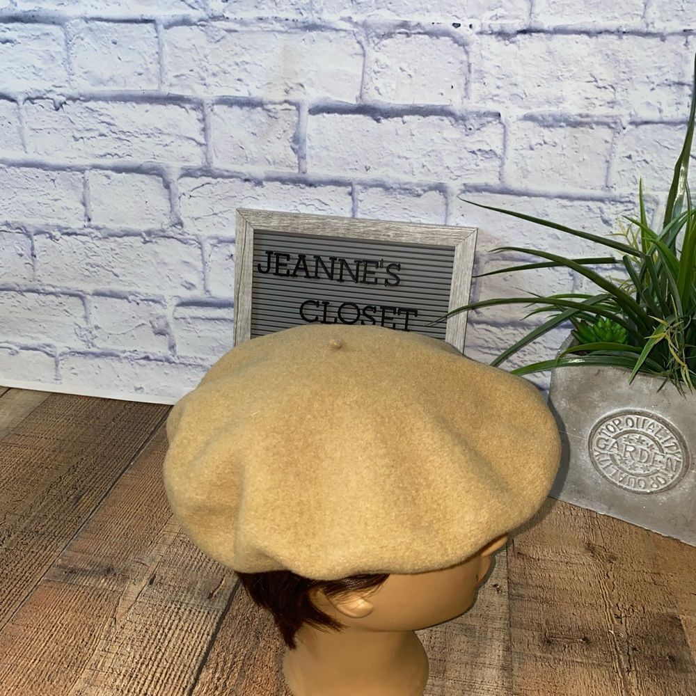 💜 Hoquy Beret Men/ Woman S/M 100% Wool Made In France- Tan
